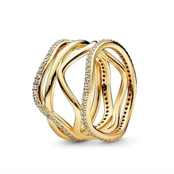 New 925 sterling silver gold ring exquisite sparkling luxury heart-shaped crown ring women's jewelry fashion holiday gift