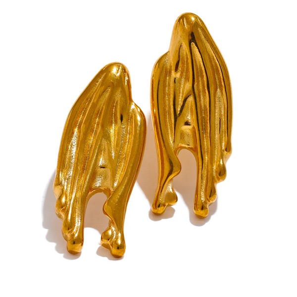 Yhpup Statement Stainless Steel Irregular Geometric Creative Metal Earrings Texture Rust Proof Charm Fashion Jewelry Studs Gift