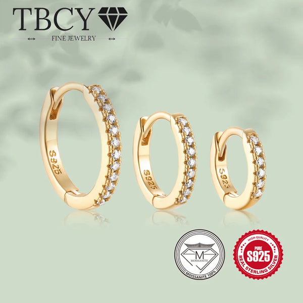 TBCYD Hoops 100% 925 Sterling Silver1.5mm D Color Moissanite Stud Earrings For Women Sparkling Jewelry Gifts With GRA Certified
