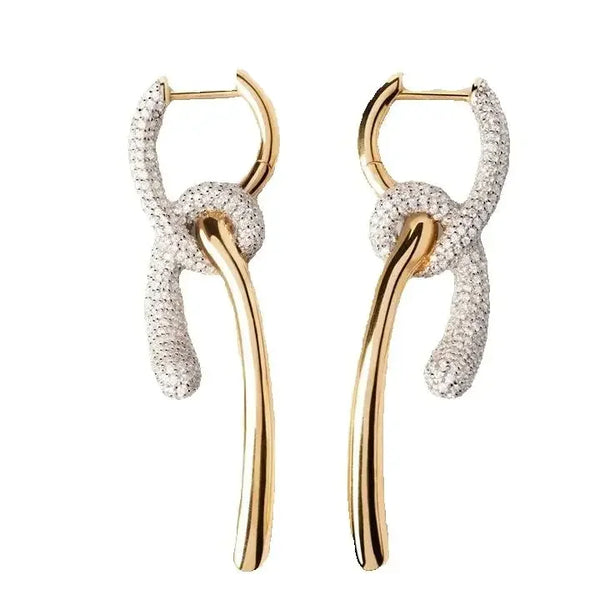 New Fashion Europe Gold Silver Diamond Crystal Knotted Earrings Woman Charm Exquisite Gift Jewelry Trend