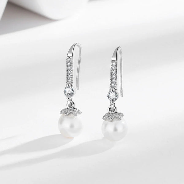 925 Sterling Silver Drop Earrings Inlaid With AAAAA Zircon Imitation Pearls Women's Earrings Party Wedding Jewelry Accessories