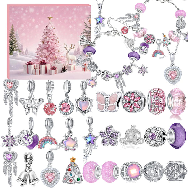 Jewelry Advent Calendar 2025 Christmas DIY Bracelet Necklace Jewelry Making Kit for Christams Advent Calendar Gifts for Women