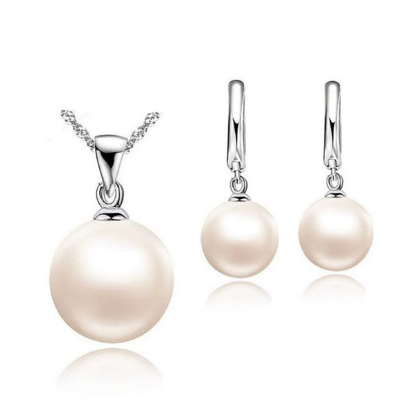 Genuine 925 Silver Needle Bridal Jewelry Sets Pearl Fashion Jewelry Women Girls Engagement Anniversary Fine Gift