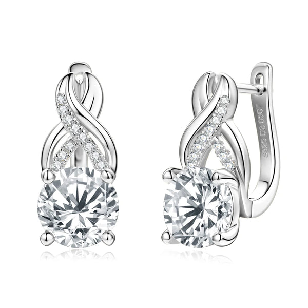 OXTAO 925 Sterling Silver Moissanite Infinity Hoop Earrings for Women 14K Gold Plated Wedding Party Jewelry Christmas Gifts