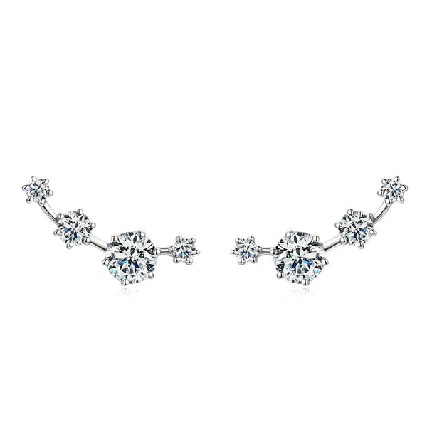 OXTAO Fashion Moissanite Earrings Stud Climber 925 Sterling Silver Round For Women Premium Jewelry Gifts And Certifications
