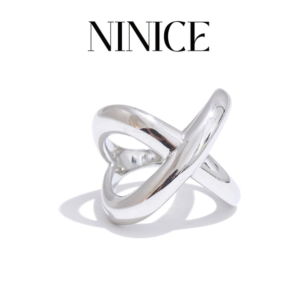 NiNice Hot Style Smooth Stainless Steel Metal X-Shape Ring Water Resistant Versatile Unusual Jewelry Accessories 2025