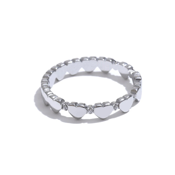 NiNice 316L Stainless Steel Ring Zircon Heart-shaped Exquisite Simple Temperament Personalized Fashion Gift Wholesale