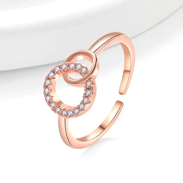 Hot selling double ring interlocking ring combined with linked double ring ring for women's minimalist food ring