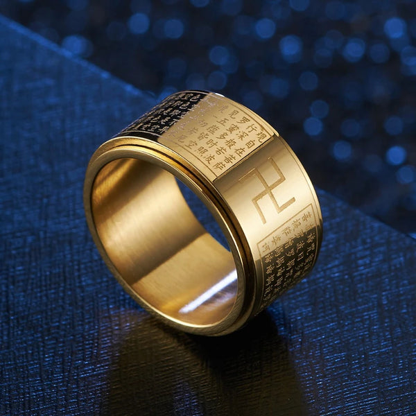 Rotating Geometric Rings Titanium Steel Ethnic Style Men Ring Finger Pulling Fashion Jewelry