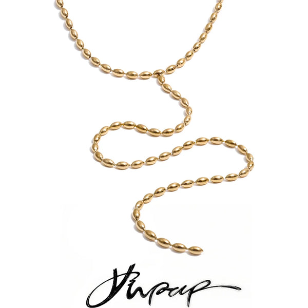 Yhpup New Stainless Steel Long Chain Hanging Drop Sexy Necklace Chic Fashion Waterproof Unique PVD Plated Jewelry Wholesale Gift