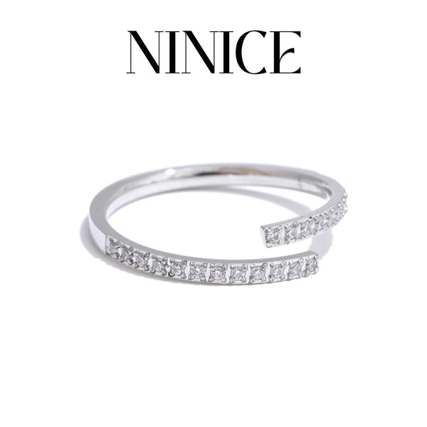 NiNice 2025 Exquisite Stainless Steel Cubic Zirconia Fashion Adjustable Ring Chic Korean Popular Waterproof Finger Jewelry