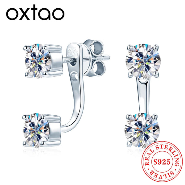 OXTAO D VVS1 Moissanite Hoop Earring  for Women 925 Sterling Silver Stud Earrings  Sparkling Lab Diamond Earring with Certified