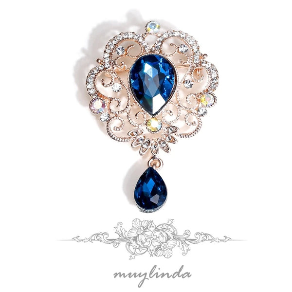 Baroque Brooches For Women Jewellery Women Party Crystal Water Drop Broach Brooch and Pins Clothes Scarf Jewelry