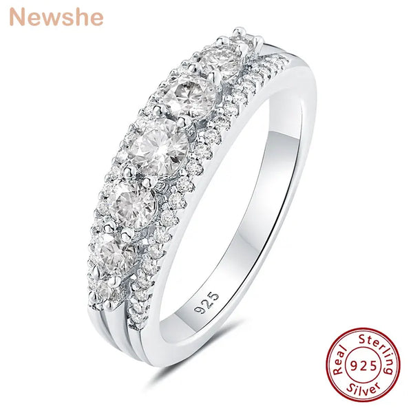 Newshe Luxury Moissanite Wedding Rings for Women Original 925 Sterling Silver Eternity Band Brilliant Engagement Ring Jewelry
