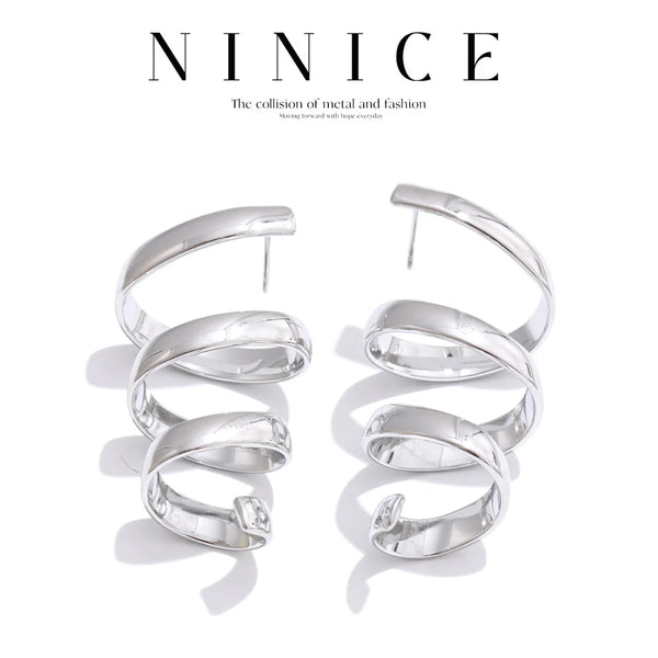 NiNice Women's Earrings Choice Jewelry Metal Geometric Hollow Stud Pendant with Fashionable Design Personalized New Gift