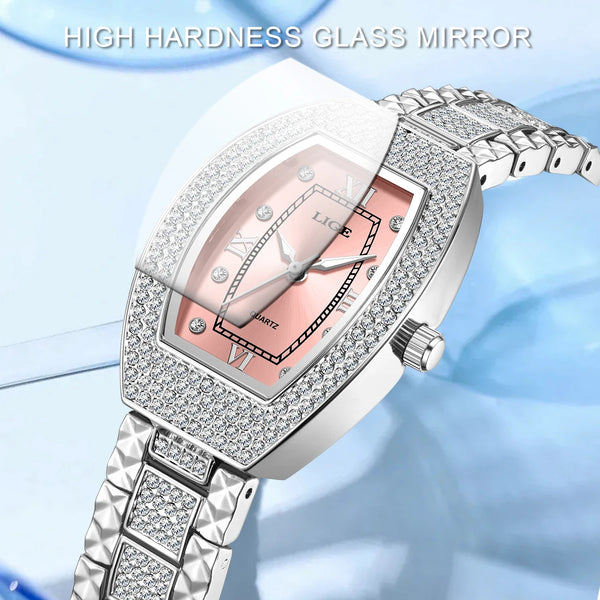 New LIGE Original Design Luxury Diamond Watch For Women Elegant Watches Fashion Out Sport Stainless steel Waterproof Mille Clock