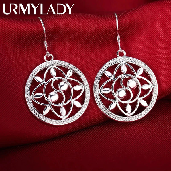 Charm 925 Sterling Silver Fashion circle Earrings for Women High Quality Jewelry Wedding Party Gift drop earrings