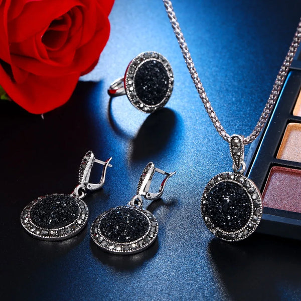 Fashion European and American Jewelry Pendants Earrings Ring Sets Fashion Bridal Decoration Colorful Three Piece Gifts