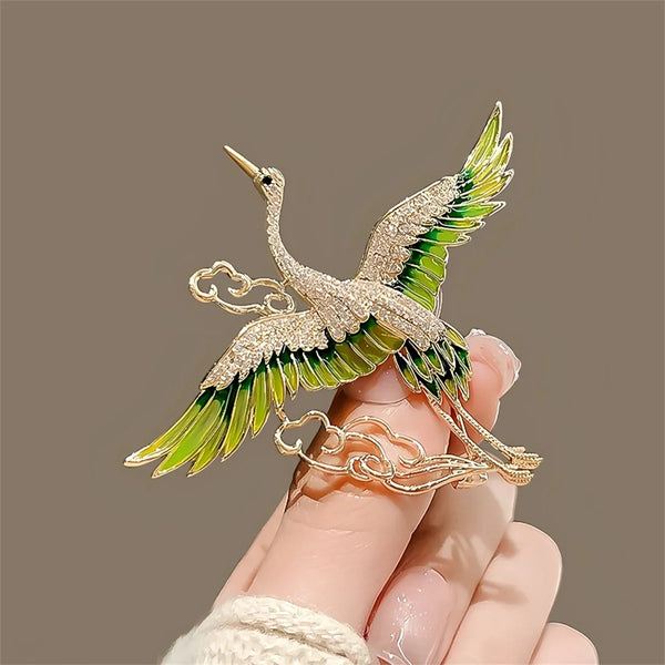 Exquisite Crane Brooch, Retro Elegant Pin, Personalized And Versatile Jewelry Accessories, Party Gifts, Auspicious And Good Luck