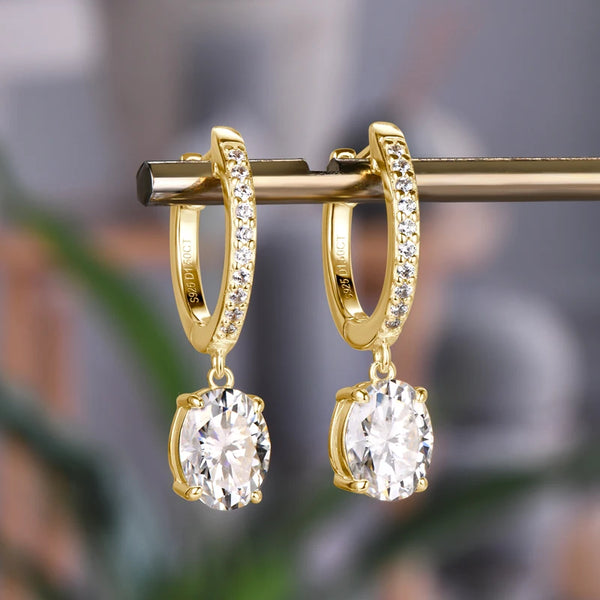 OXTAO Hoop Earings 100% 925 Sterling Silver Oval Cut D Moissanite Drop Dangle Earrings Huggie Wedding Jewelry Gift Wholesale