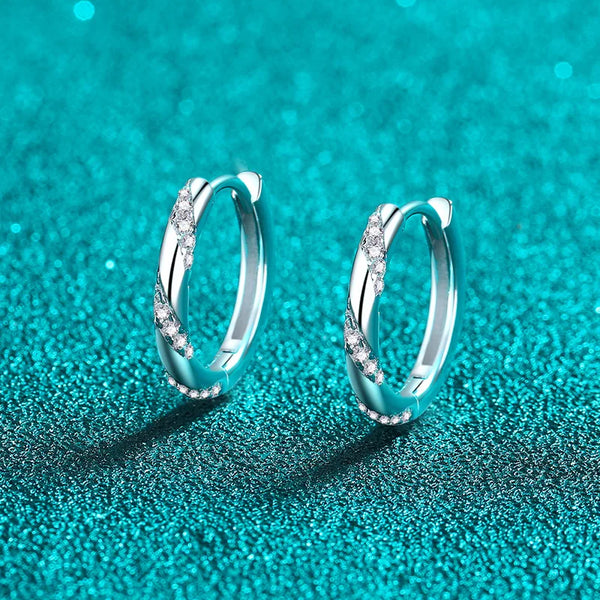 18k White Gold 0.348ct Diamond Moissanite Hoop Earrings for Women Platinum Pt950 High-end Earbuds Ins Earrings Holiday Gift