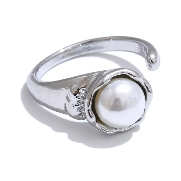 NiNice 316L Stainless Steel Simulated Pearls Resizable Ring Arrivals Geometric Chic Jewelry Bijoux Femme