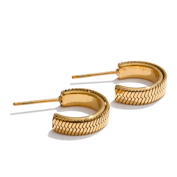 Yhpup 15mm C-Shaped Hoop Earrings Fashionable Daily Wear Waterproof Real Gold PVD Plated Chic Gold Silver Color Jewelry Women