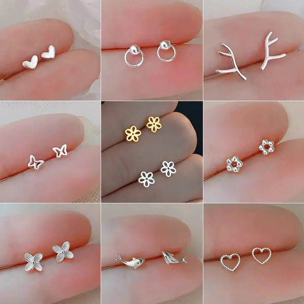 New Minimalism Earring 925 Silver Needle Allergic Protection Mini Small Heart Stud Earrings for Women Girls Jewellery Wholesale