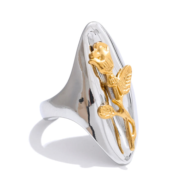 Stainless Steel Rings Rose Carve Design Fashion Popular Trend Personalized Gift New