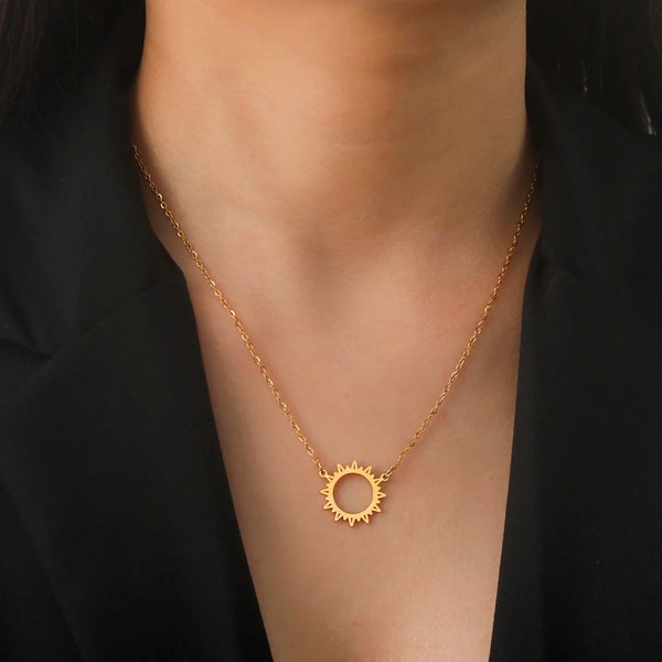 Irregular Sun Pendant Stainless Steel Necklace Women's Girls Fashion Trend Wedding Gift Jewelry Wholesale New Style
