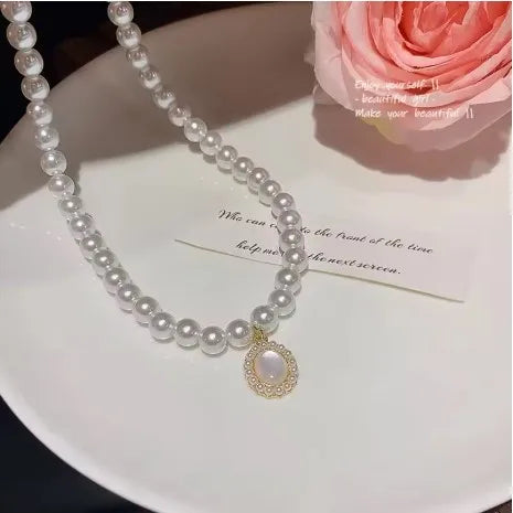 Simple And Elegant Imitation Pearl Necklace Fashionable Pendant Necklace For Women Wedding Party Jewelry Gift Wholesale