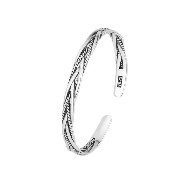 FOXANRY Vintage Punk Braided Twist Opening Brcacelet Bangles Charm Women Girl Simple Lines Winding Fashion Party Jewelry Gifts