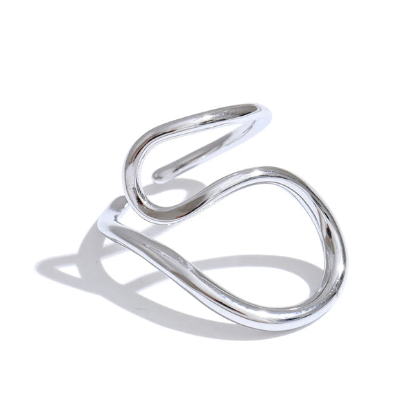 Stainless Steel Geometric Ring with Adjustable Opening Fashionable Minimalist Design Gift