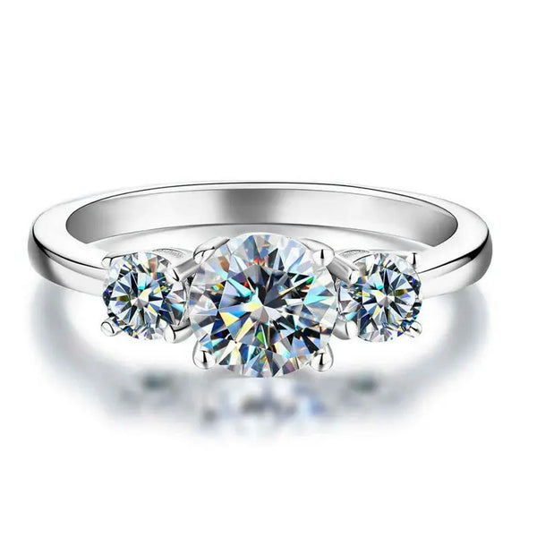 OXTAO 3 Stone Engagement Rings for Women 925 Sterling Silver Luxury Jewelry 6.5mm Wedding Rings VVS1 D Moissanite Ring Jewelry
