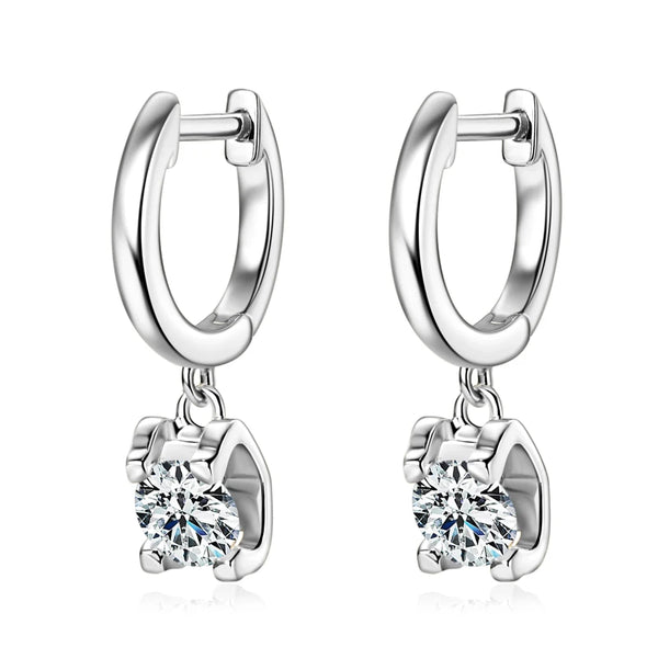 OXTAO 5mm Moissanite Diamond Hoop Earrings Jewelry 925 Sterling Silver Drop Dangle Earrings Huggie for Women
