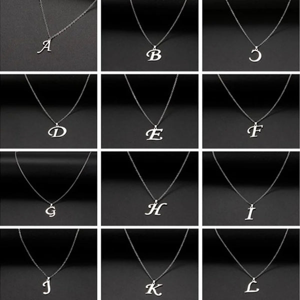 316L Stainless Steel Necklace A To Z 26 Letters Initial Minimalist Necklaces For Women Big Alphabet Pendant Gifts Jewelry gift