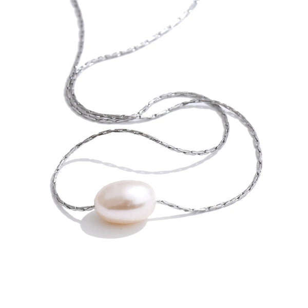 Necklaces for Women Stainless Steel Jewelry Natural Freshwater Pearl Pendant Fashionable Minimalist Design Waterproof New