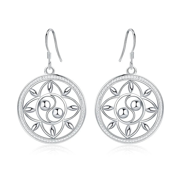 Charm 925 Sterling Silver Fashion circle Earrings for Women High Quality Jewelry Wedding Party Gift drop earrings