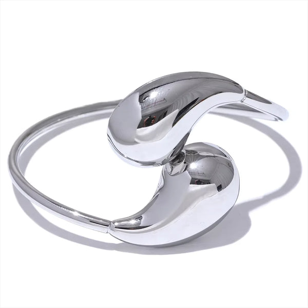 NiNice Arrivals Smooth Water Drop Teardrop Adjustable Bangle Bracelet for Women Stainless Steel Hot Style Fashion Jewelry