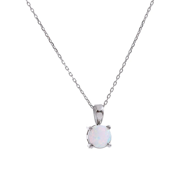 NiNice Round Opal Stone Pendant Necklace Gold Silver Color Rust Proof Stainless Steel Temperament Neck Jewelry Gift