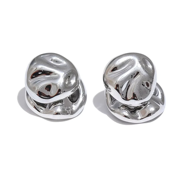 Simple Stainless Steel Double Geometric Stud Earrings 316L Metal Daily Versatile Charm Jewelry Accessories