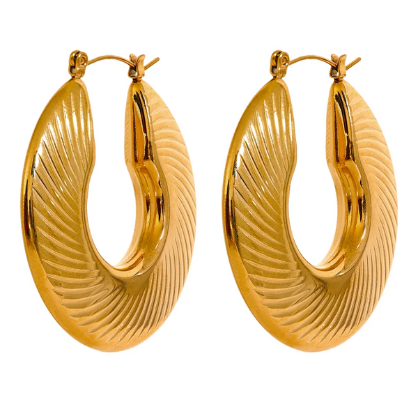 Yhpup 40mm Minimalist Fashion Gold Color Waterproof Hoop Earrings for Women Trendy Metal Textured Stylish Charm Jewelry Bijoux