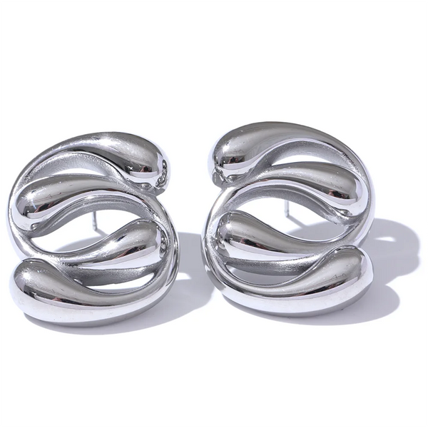 Vintage Smooth Stainless Steel Metal Rectangle Drop Earrings Prevent Allergy Platinum Plated Daily Jewelry Gifts