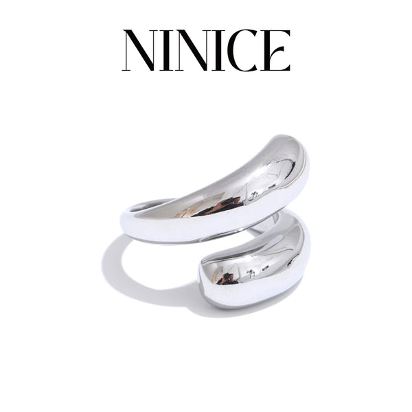 NiNice Hot Style Stainless Steel Smooth Metal Unusual Ring Rust Proof Minimalistic Arrival Chic Jewelry Wholesale