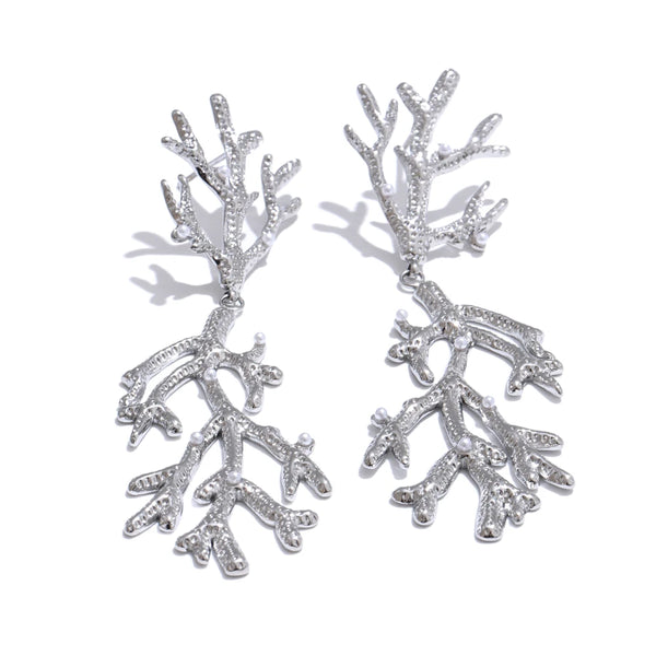 NiNice Earrings Stainless Steel Carefully Selected Jewelry Plant Leaves Large Pendant Exaggerated Suitable Party Gifts New