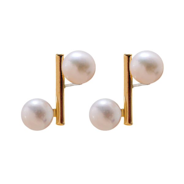 Mchic Luxury Natural Pearl Geometric Stud Earrings for Women Gold Color 14K Real Plated Copper Exquisite Jewelry Bijoux Gift