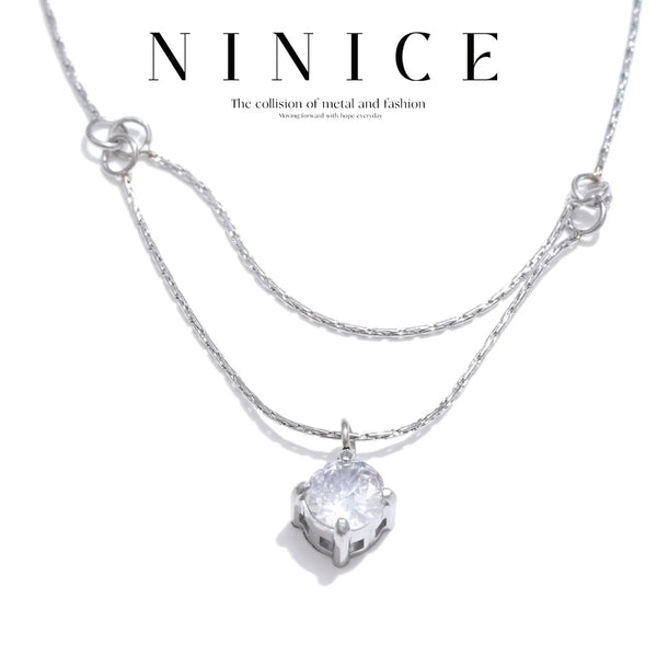 NiNice Stainless Steel Necklace Zircon Pendant Fashionable Design Personalized Gift Popular Wholesale