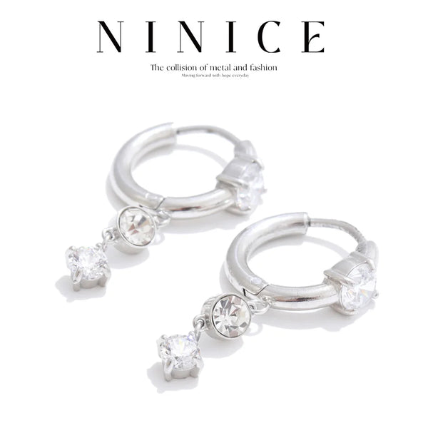 NiNice Earrings for Women Cubic Zirconia Round Pendant Elegant Selection Jewelry Trendy Gifts New Wholesale