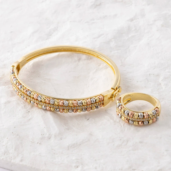 Copper Metal Beads Cross Bangle for Women Fashion Jewelry Delicate Multicolor Exquisite Holiday Gift