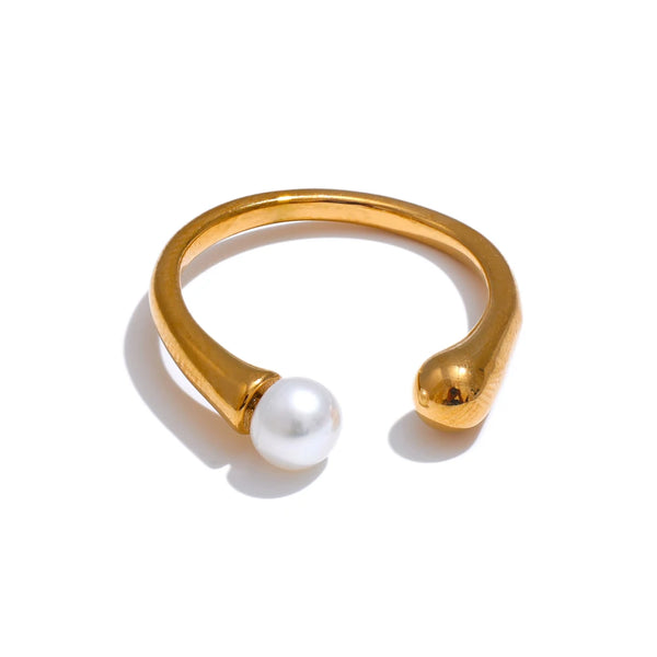 Stainless Steel Rings Original Jewelry Natural Pearl Opening Style Luxury Fashion Trendy Design Party New